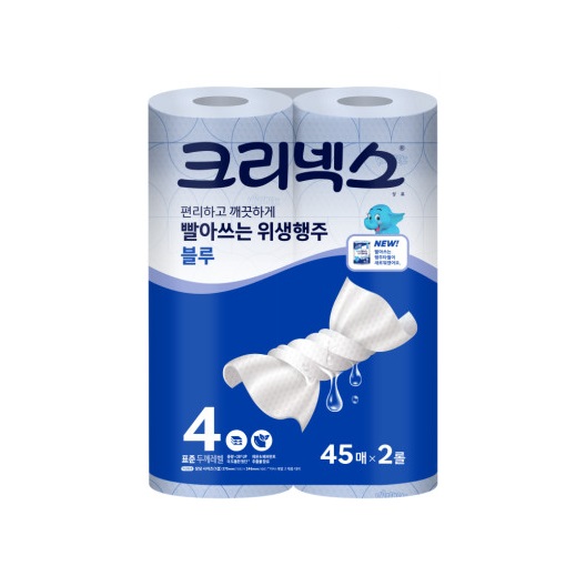 크리넥스 빨아쓰는 위생행주 블루 45매 X 2롤